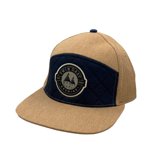 Tan/Navy Quilted Patch Hat